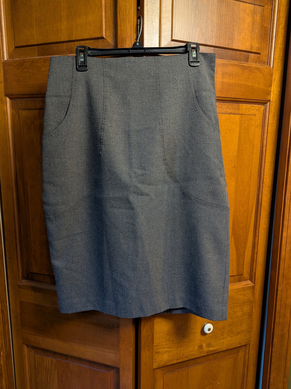 Worthington Gray Pencil Skirt Size 14 Curved Pockets Career Workwear